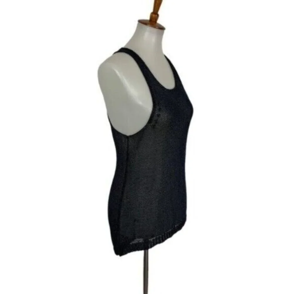 Vince‎ Crochet Tank Top Small Navy Minimalist Classic Summer Resort